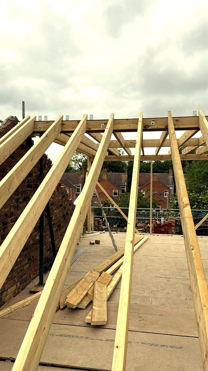 Dormer loft conversion timber structure under construction